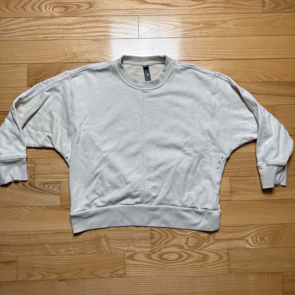 Adidas by Stella McCartney Cropped Crewneck Sweatshirt Women's Size Small Beige